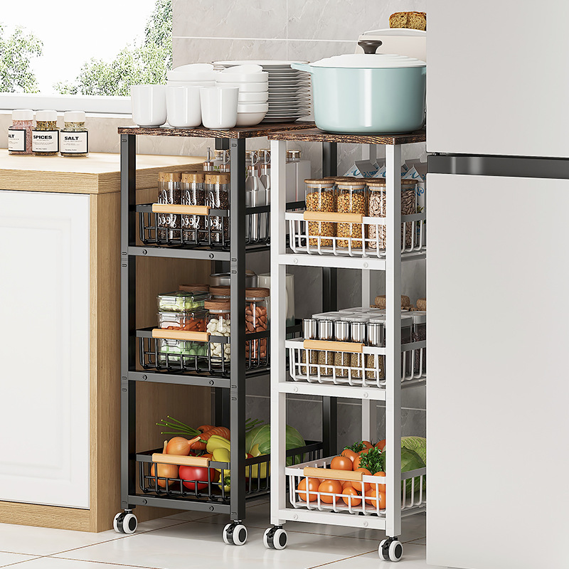 Sala de estar dormitorio piso almacenamiento rack baño estudio almacenamiento sundries carro cocina piso-De pie hueco almacenamiento rack