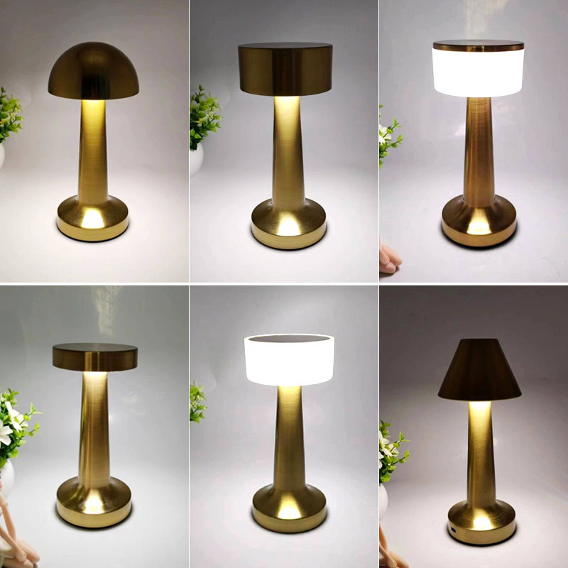 Cross-border retro bar metal dumbbell table lamp charging restaurant atmosphere light decoration bedroom bedside night light