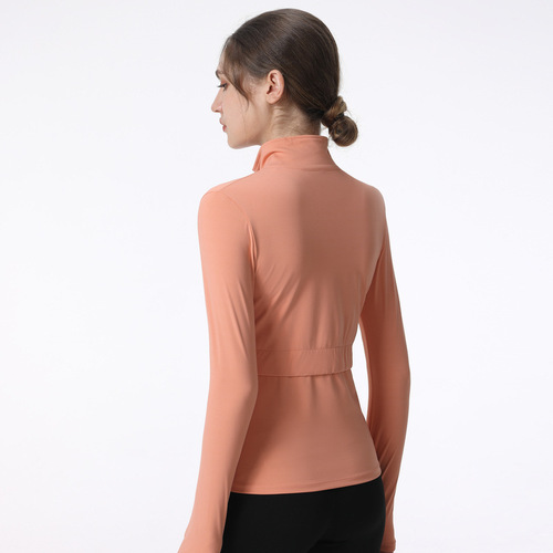 Cross-border autumn and winter sports coat women's quick-drying yoga clothing tops running professional fitness clothing tight long sleeves