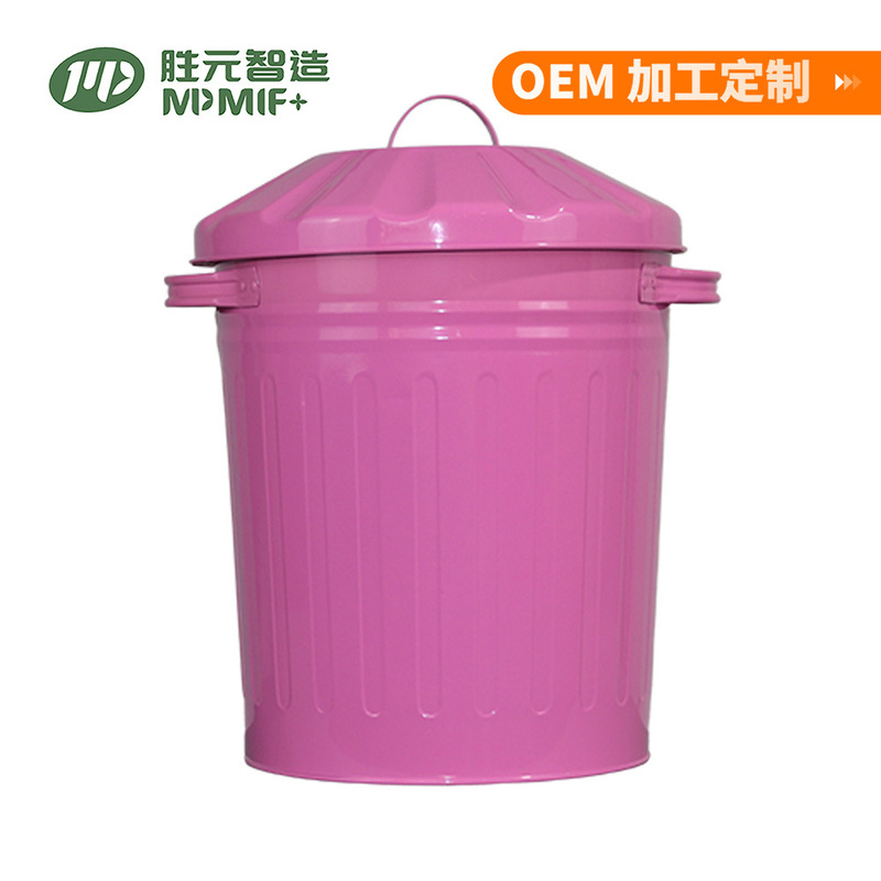 Metal trash can with lid 18L outdoor double arm garbage storage bucket galvanized iron garbage compost bucket