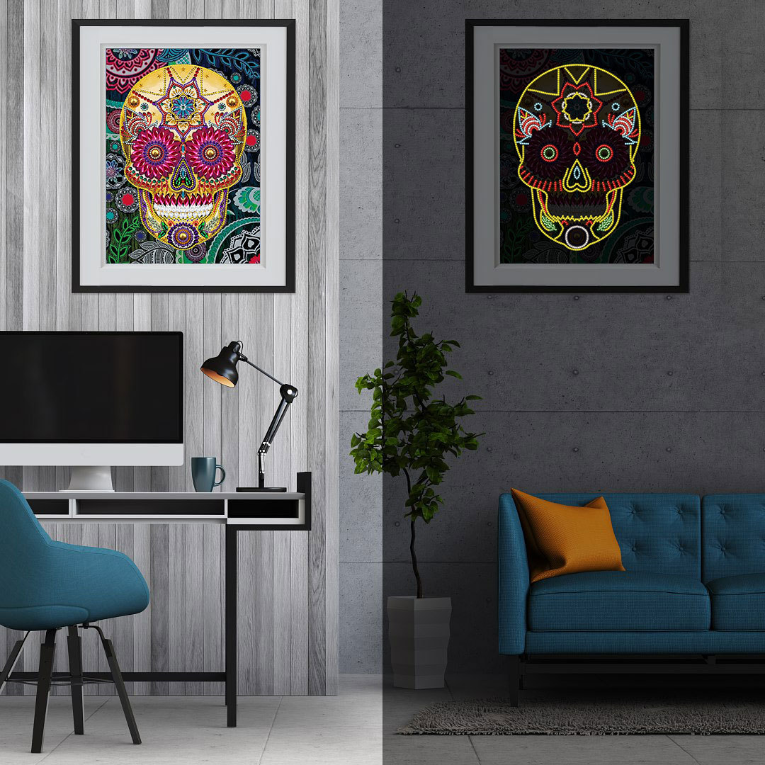 Explosiones transfronterizas pinturas de diamantes luminosas hechas a mano dormitorio sala de estar pinturas de diamantes perimetrales decoración luminosa sin marco