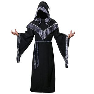 Masquerade Adult Male Movie Play Wizard Robe Halloween Cloak Hooded Cloak Cosplay cos