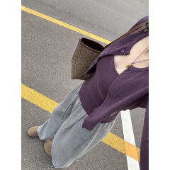 韩系甜辣小开衫吊带两件套女春季2025新款小个子修身长袖上衣套装