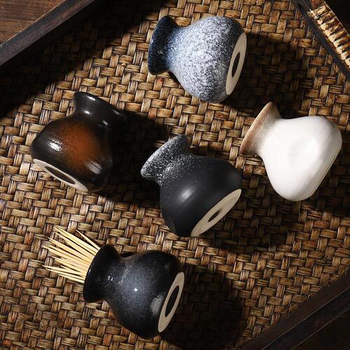 Japanese toothpick box cute home living room toothpick tube ceramic toothpick jar convenient simple cotton swab storage box personality