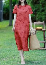 厂家直销复古风红色苎麻刺绣旗袍2022新款夏季年轻气质日常改