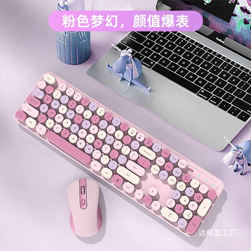 CK280 无线可爱键盘鼠标套装 2.4G静音女生高颜值键盘 工厂热批发
