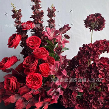 假花仿真花红色系婚庆婚礼装饰造景路引花户外拍摄道具花材仿真花