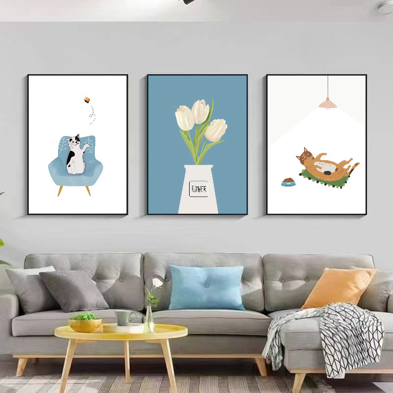 メーカー客間装飾画北欧風ソファー背景壁壁画現代シンプル寝室レストラン壁画掛け画|undefined