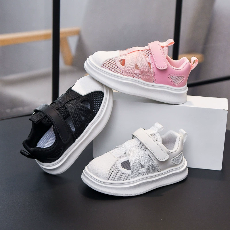 Мужская и женская детская обувь 2025 летняя корейская рамка обувь раковина головка детская одиночная сетка полые кроссовки дышащие сандалии