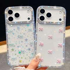 新款闪钻适用苹果17手机壳闪粉iPhone16Promax奢华极光蝴蝶结跨境