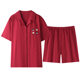 2025 Summer Pure Cotton Wedding Red Couple Pajamas Short Sleeve Shorts Cardigan Men and Women Cotton Newlywed Home Clothes