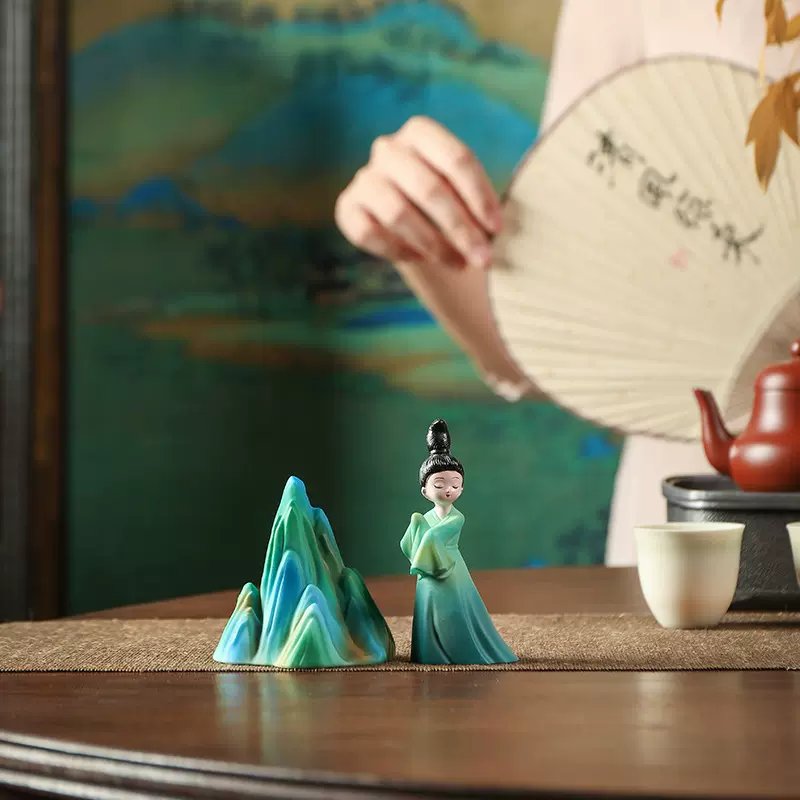 批发树脂创意变色茶宠小摆件可养玩江山美人笔架茶室书房茶道配件