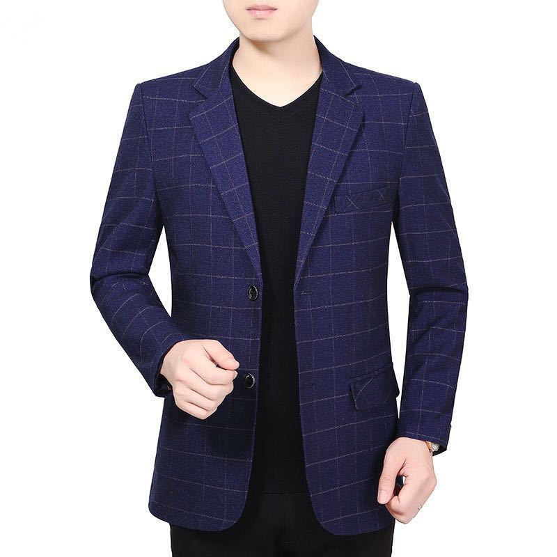 suit Autumn and winter middle age lattice man man 's suit leisure time Middle-aged and young Self cultivation coat men's wear dad