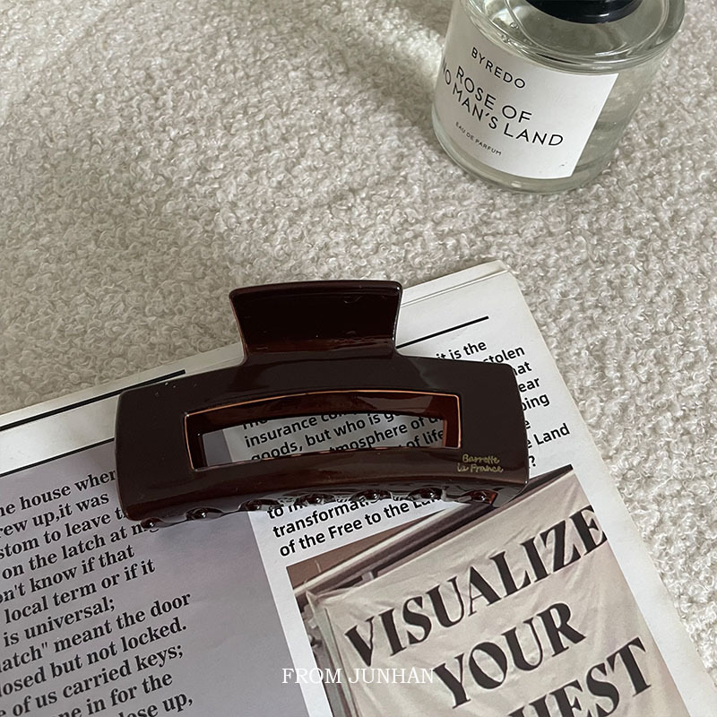 Factory Direct Elegant Brown Unique Gloss Grab Clip Hair Grab Pontail Clip Simple IN Shark Clip Hair Accessories Headdress_voghion.com