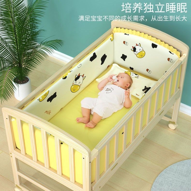 Solid Wood Baby Crib Without Paint, Environmentally Friendly Baby Bed, Children's Bed, Spliced ​​Bed, Convertible Desk, Baby Cradle Bed