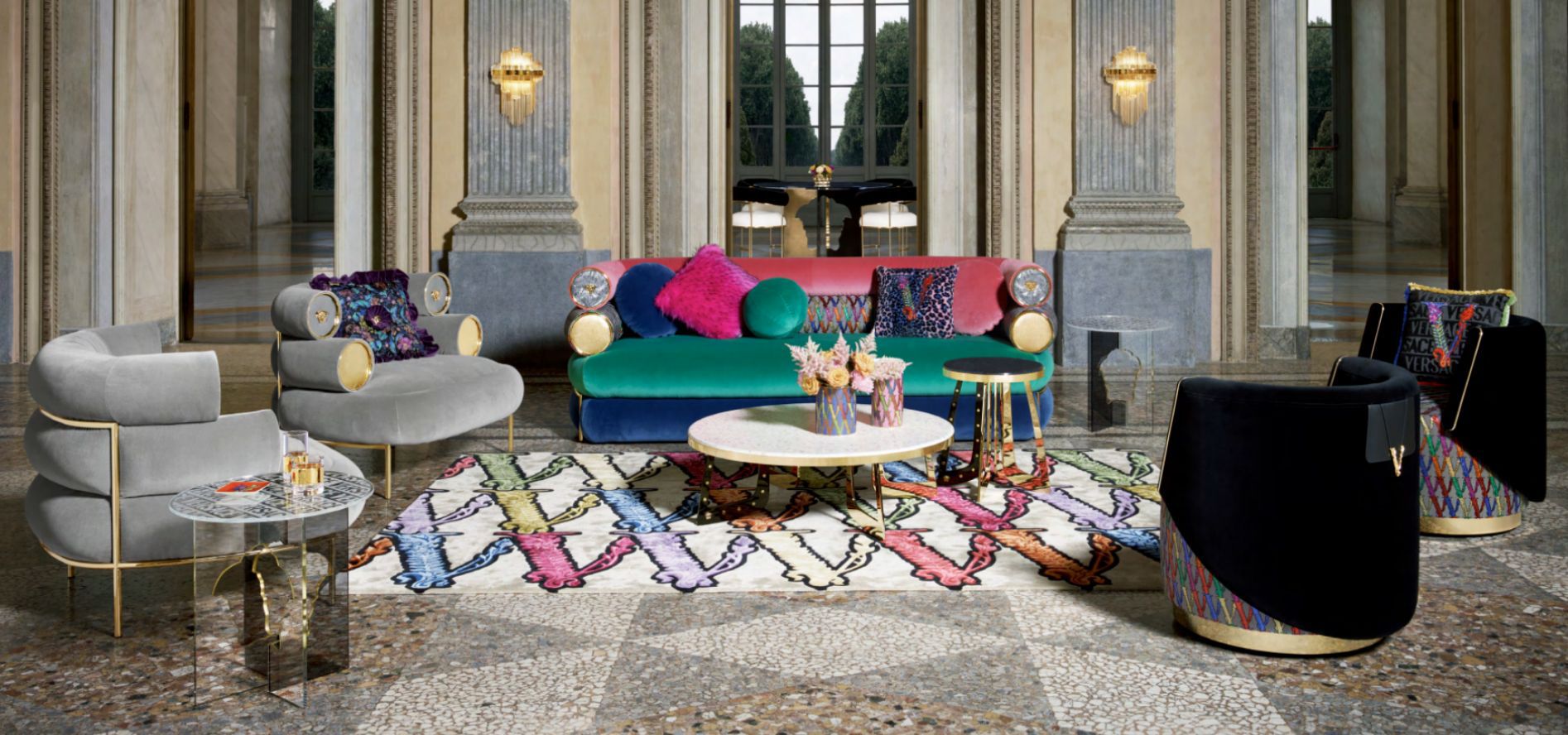 布藝三人位意式輕奢設計師彩色客廳復古家具多人沙發網紅同款