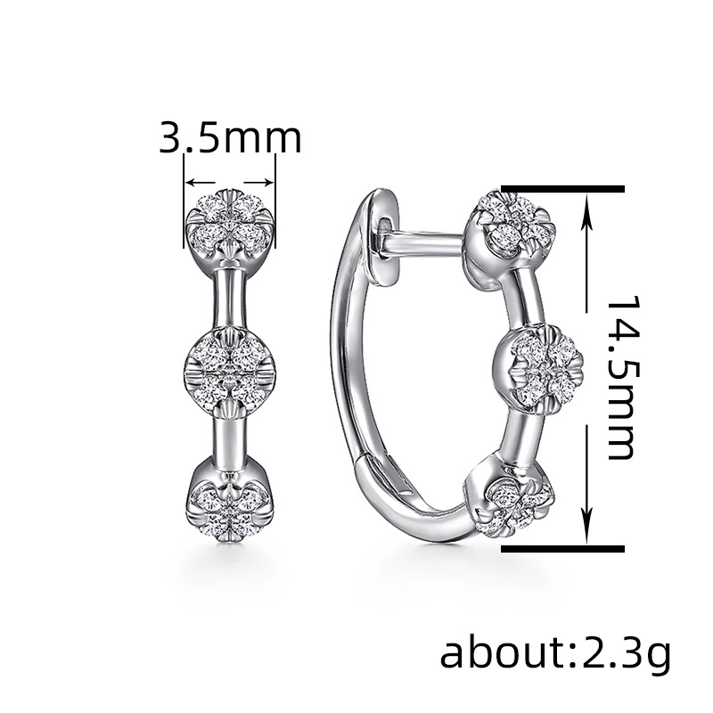 5g Weight Copper Ear Needle Material 1 Pair Modern Style Geometric Copper Zircon Earrings