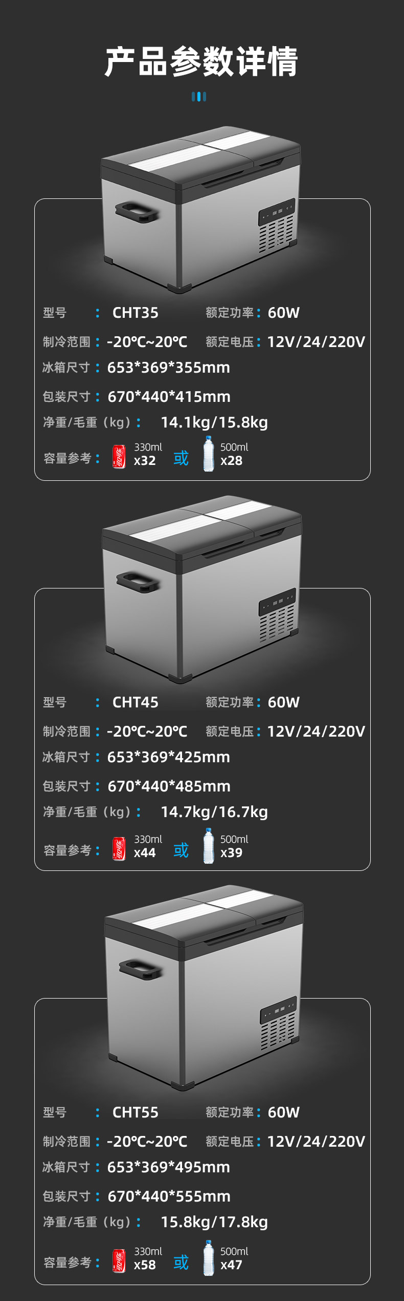 alpicool ice Tiger car refrigerator CHT35/45/55L compressor cold 12v24v freezer small refrigerator