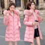 中长款修身大码连帽棉服