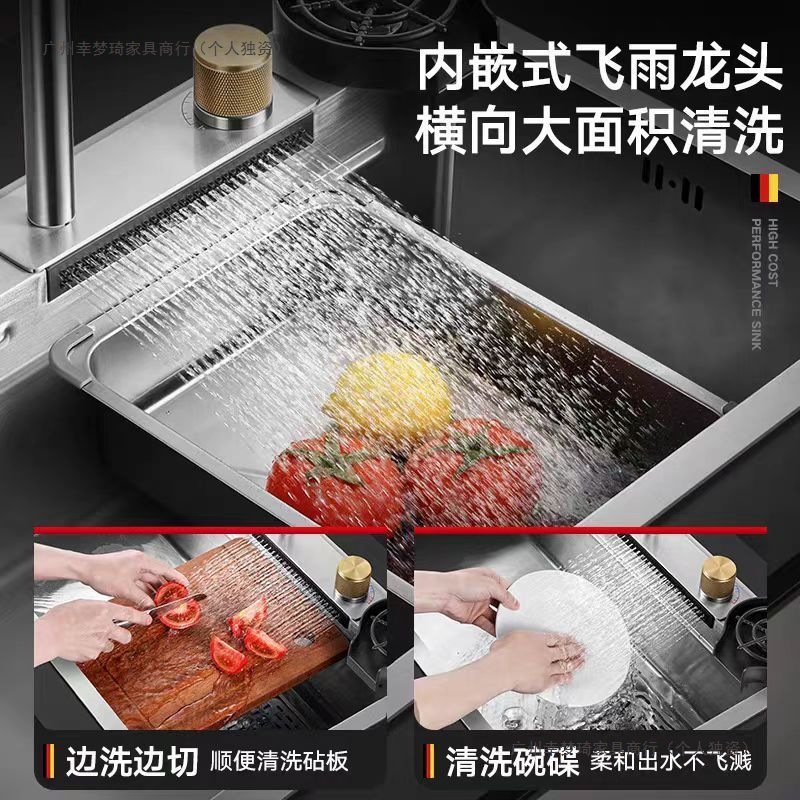 Acero inoxidable super grueso 3MM lluvia volante red roja cocina doméstica lavabo de verduras gran tabla de ranura única en la mesa lavabo