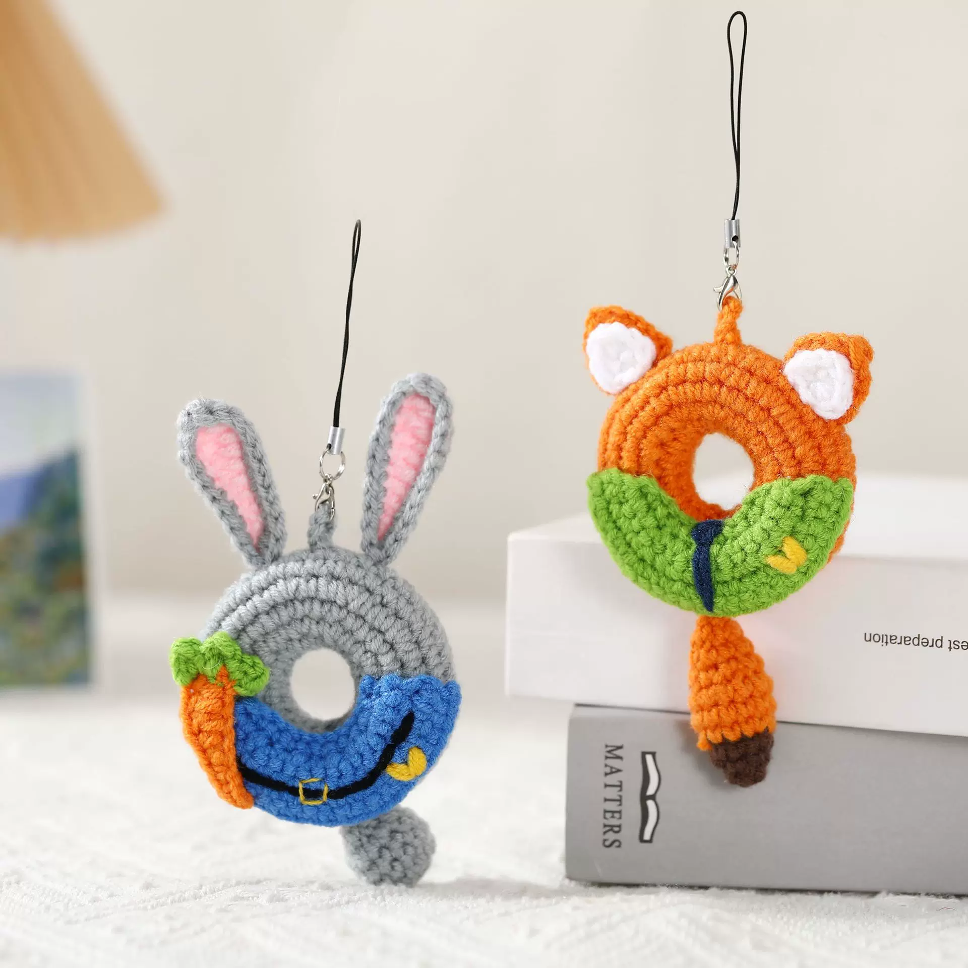 疯狂动物城钩织朱迪尼克狐狸兔子甜甜圈钥匙挂件包包挂饰闺蜜礼物