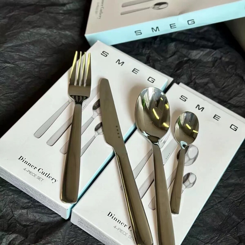 工場直販 SM-EG M グリッド 洋食器 4点セット ナイフ スプーン フォーク ステンレス デザート ステーキ 食器|undefined
