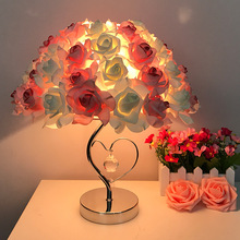 水晶台灯婚庆婚房装饰卧室床头灯台灯欧式温馨玫瑰花结婚礼物