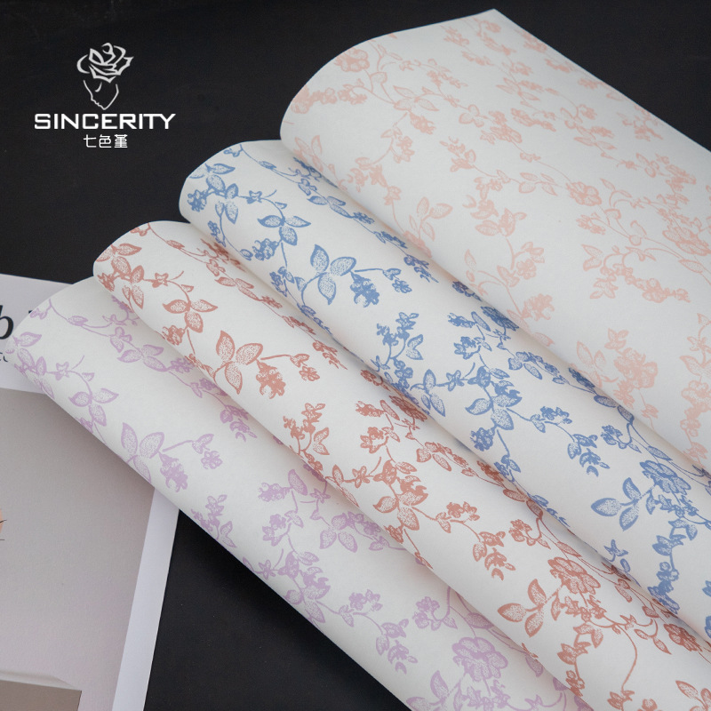 Papel de arte floral Papel kraft retro europeo Bolso floral Papel de flores Ramo de papel de regalo Pictorial Papel de arte Nostalgia