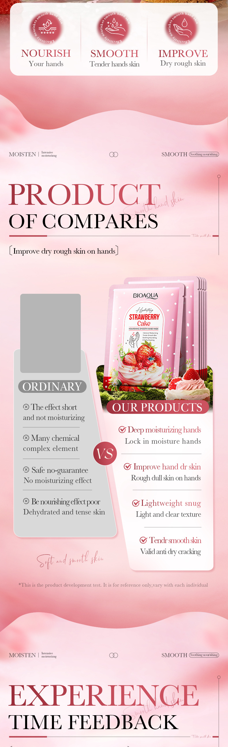 BIOAOUA Strawberry Cake Maschera mani nutriente e liscia 40 ml/paio Maschera mani autunno e inverno_voghion.com