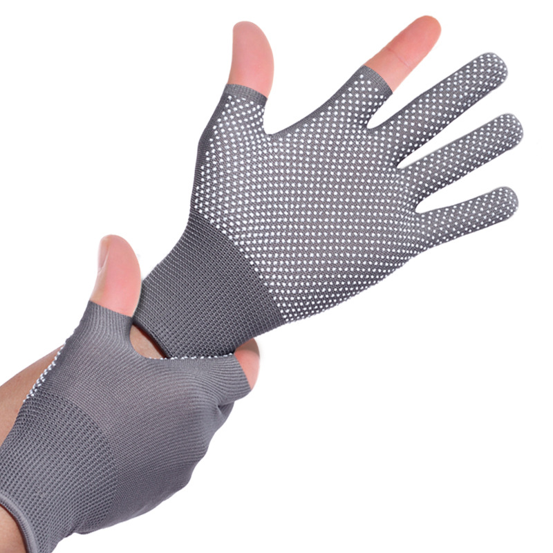 Thin gloves for women, summer sun protection, tea picking, labor protection, point gluing, anti-slip, two-finger half-finger outdoor men's two-finger touch screen 