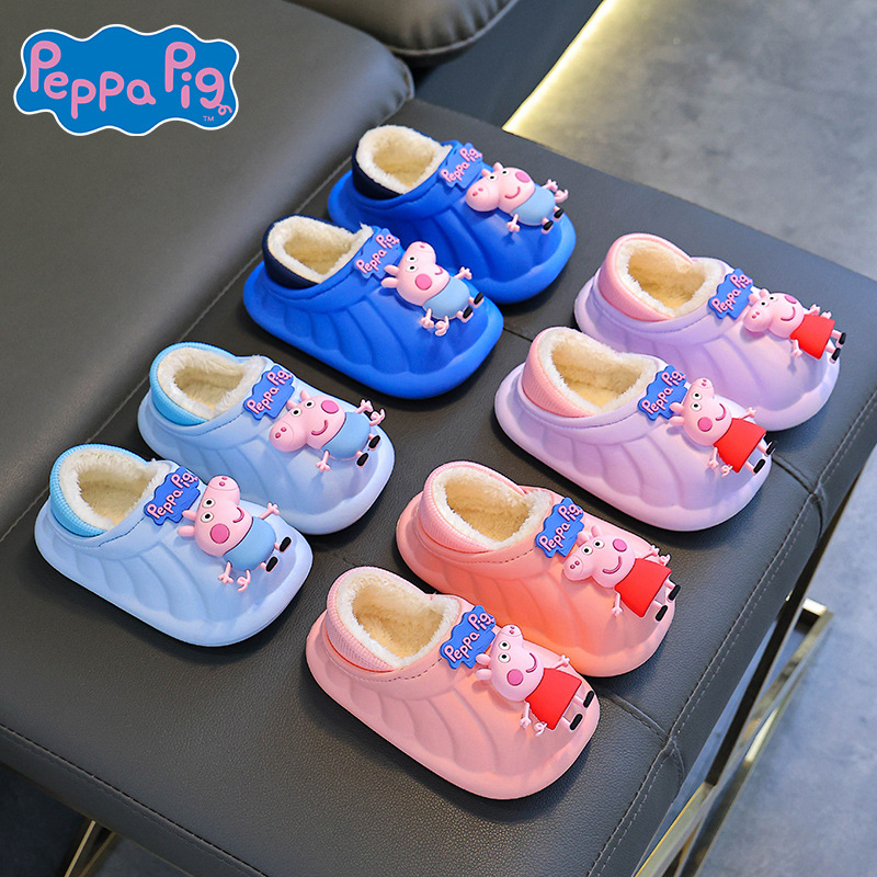 Piggy Page bolsas de tacones de zapatos de algodón para niños, niñas y niñas, cálidos y terciopelo EVA impermeable para bebés de 1 - 3 años de edad, zapatillas de algodón 2