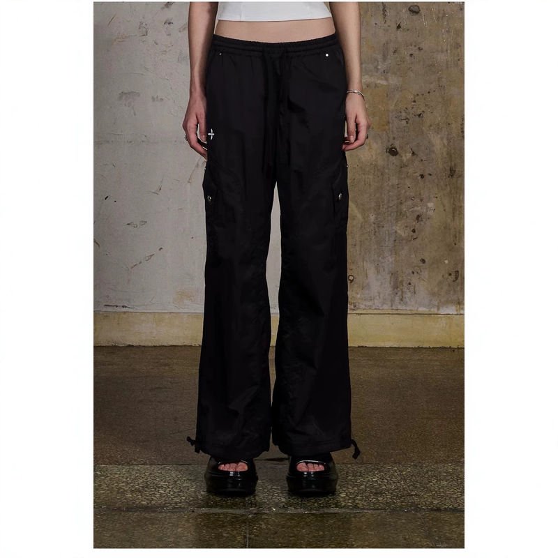 SK Eternal Statue Sports Pants Casual Wide Leg Drawstring Nylon Pants
