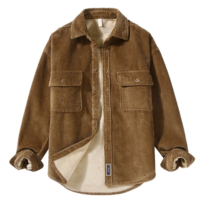 Chaqueta informal cálida y gruesa con forro polar estilo vintage para hombres jóvenes, nueva colección otoño-invierno G151