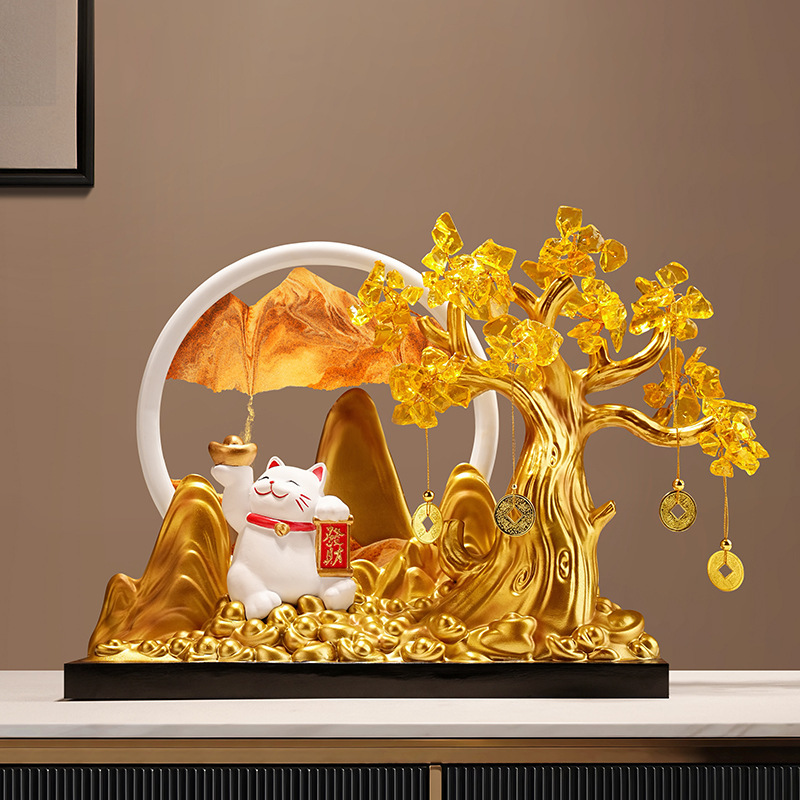 创意招财猫摆件流沙画工艺品客厅高级感装饰店铺招财开业活动礼品|undefined