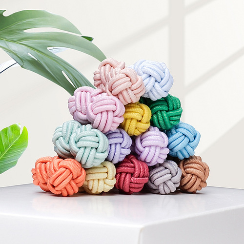 Elastic double-bead buttons, elastic rope, double-ball ball bead disc buttons, hand-woven Chinese style shirt cuff buttons