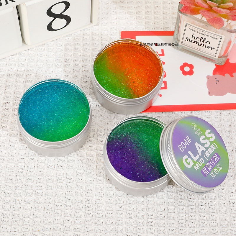 B Le Jia caja de aluminio camaleón barro de vidrio líquido color arco iris juguetes de decoloración