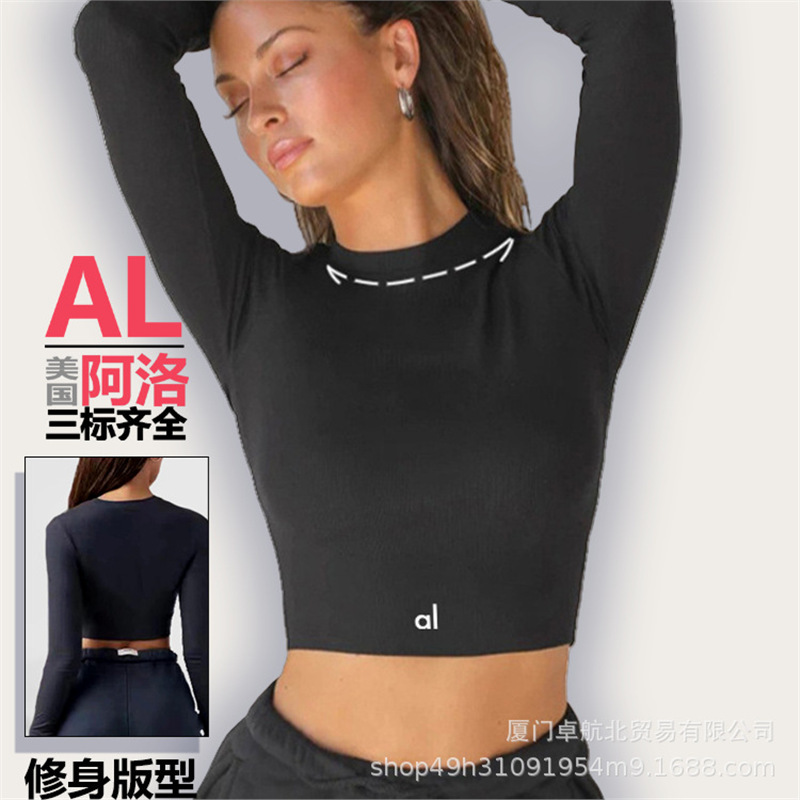 Pnalo Yoga Yoga Tight-Fitting Long-Sleeved Yoga Top, Short Style, Exposed Navel, Running Sports Pilates Top