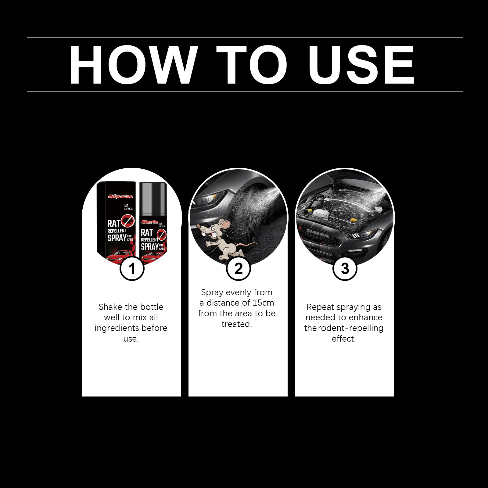 Hikmarion Car Rat Repellent Spray, Car Engine Rat Repellent Spray for Daily Safety and Convenience