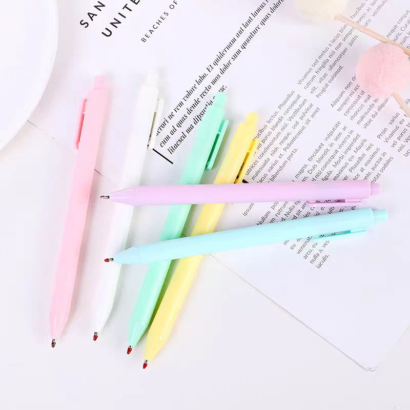 Korean-Style Macaron Gel Pens, High-Quality, Simple, Press-Type Black Pens for Students, Study, and Office Use
