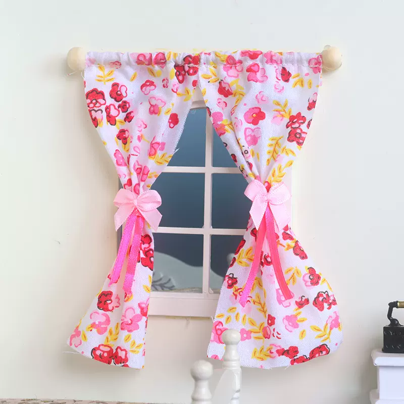 迷你微缩娃娃屋窗帘 布艺窗帘 玩具道具拍照家具1:12 mini窗布