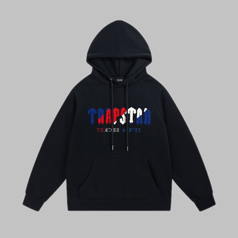 Trapstar azul Tigre cabeza toalla bordado traje forro polar suéter con capucha ceñida deportes casual pantalones largos