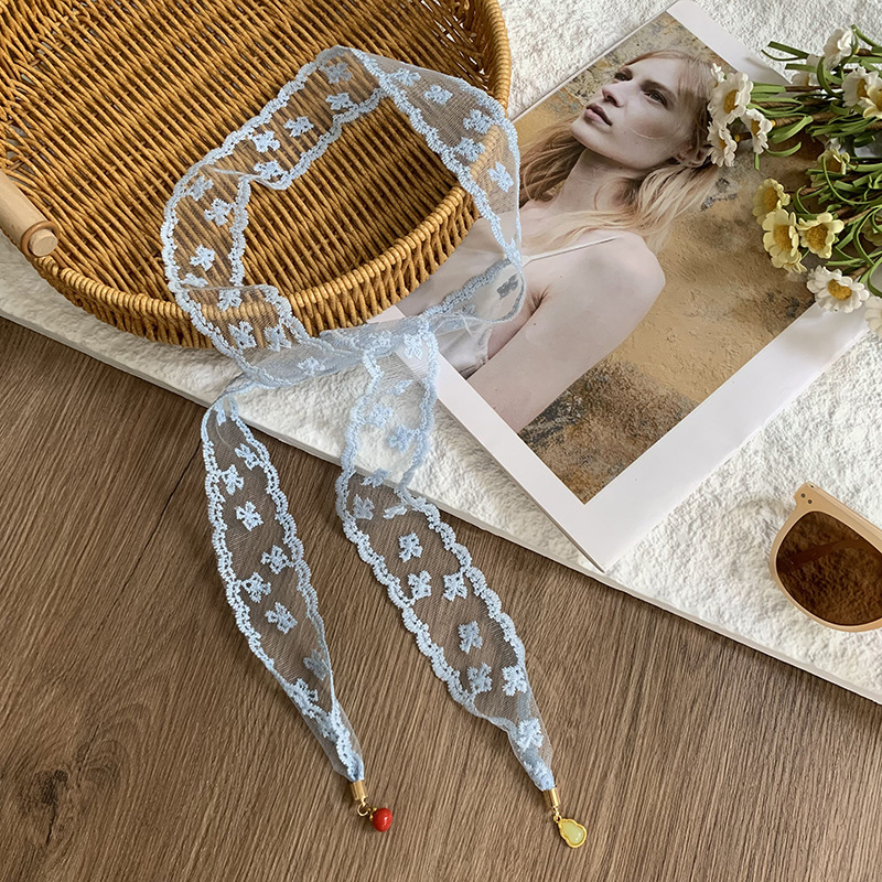 Nuevo colgante de moda de encaje de hadas trenzado correa de cabello flotante correa de cabello blanca correa de cabello universal temperamento correa de cabello hueco