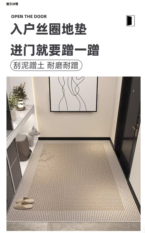 Silk Loop Entrance Door Mat for the Main Entrance, Dirt-Resistant, Dust-Removing, Non-Slip Household Mat, Hallway Mat