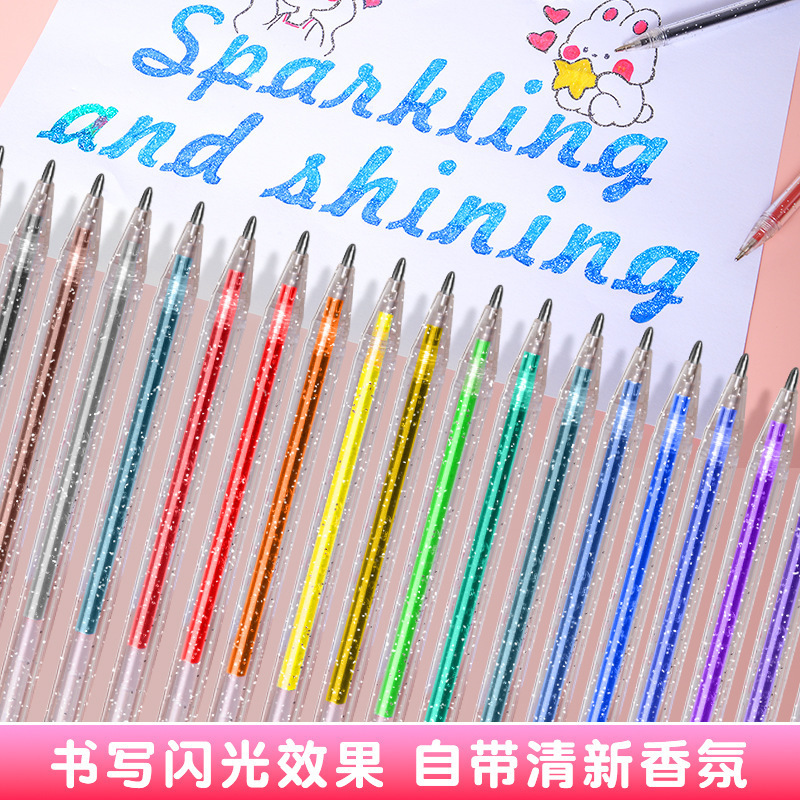Presione la pluma de gel intermitente, la pluma de gel luminoso, la pluma de marcado de mano de color nacarado para estudiantes, la pluma de metal de color diy