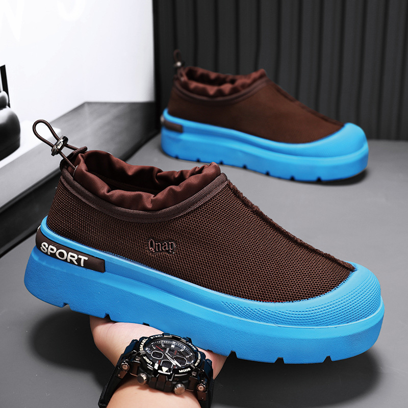 Zapatos de hombre de comercio exterior 2025 zapatos casuales de malla voladora transpirables de verano zapatos de lona perezosos de suela gruesa