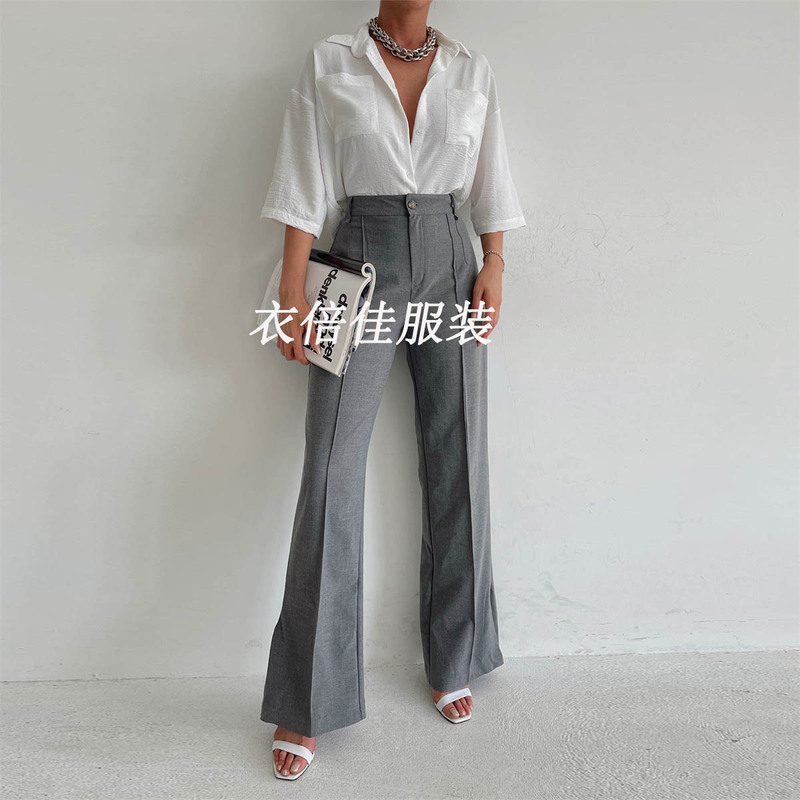 New Loose Casual Trousers Women's European and American Amazon Women's Split Straight Leg Pants Suit Pants 2022 Autumn and Winter Commuter New Loose Casual Trousers Women's European and American Amazon Women's Split Straight Leg Pants Suit Pants 2022 Autumn and Winter Commuter