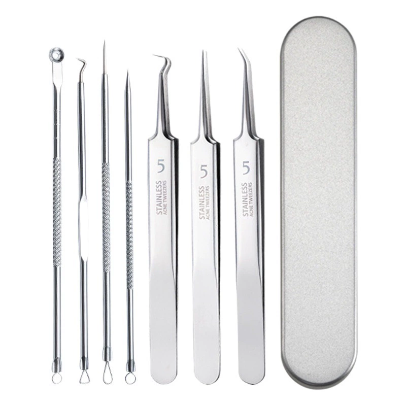 Инструмент для удаления прыщей из нержавеющей стали от производителя: игла для акне, клещи для удаления комедонов, пинцет для черных точек, экстрактор для прыщей, специальный инструмент для салонов красоты.