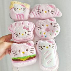 日系卡通毛绒食物KT猫挂件可爱薯条甜甜圈公仔胸针包包挂饰批发