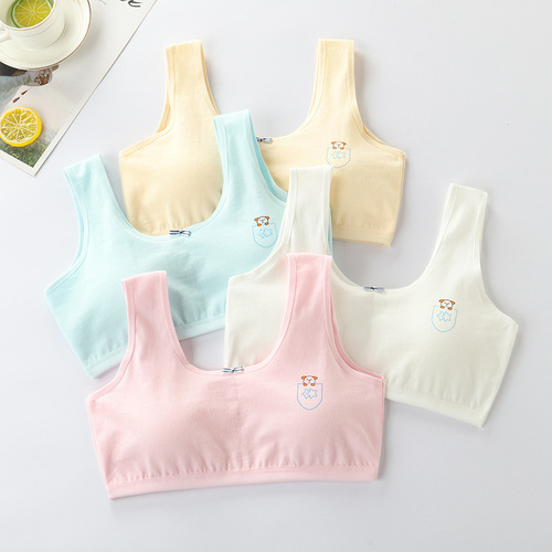 Girls underwear girls underwear development period 10-16 years old small vest cotton junior high school student anti-exposure bra double layer cotton