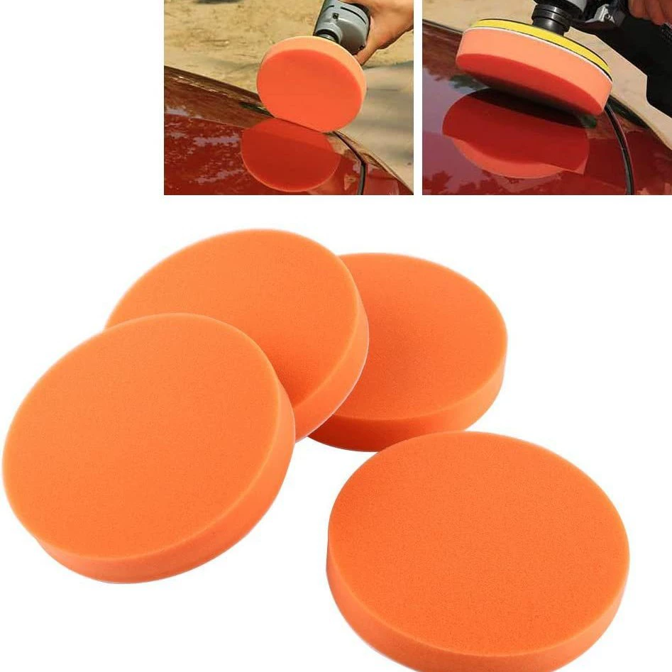 Автомобильный косметический восковой губчатый диск самоклеящаяся полировальная Подушка восковая машина глазурь герметизация 4 дюйма оранжевое плоское волнистое губчатое колесо